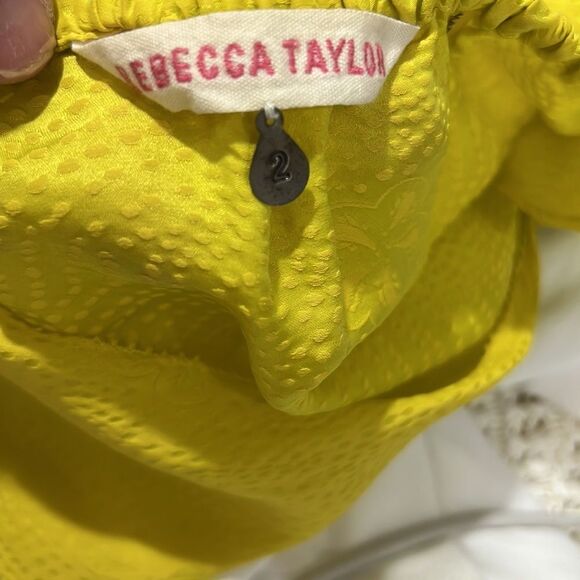 Rebecca Taylor silk blend Chartreuse open back blouse size 2 EUC - Picture 11 of 13